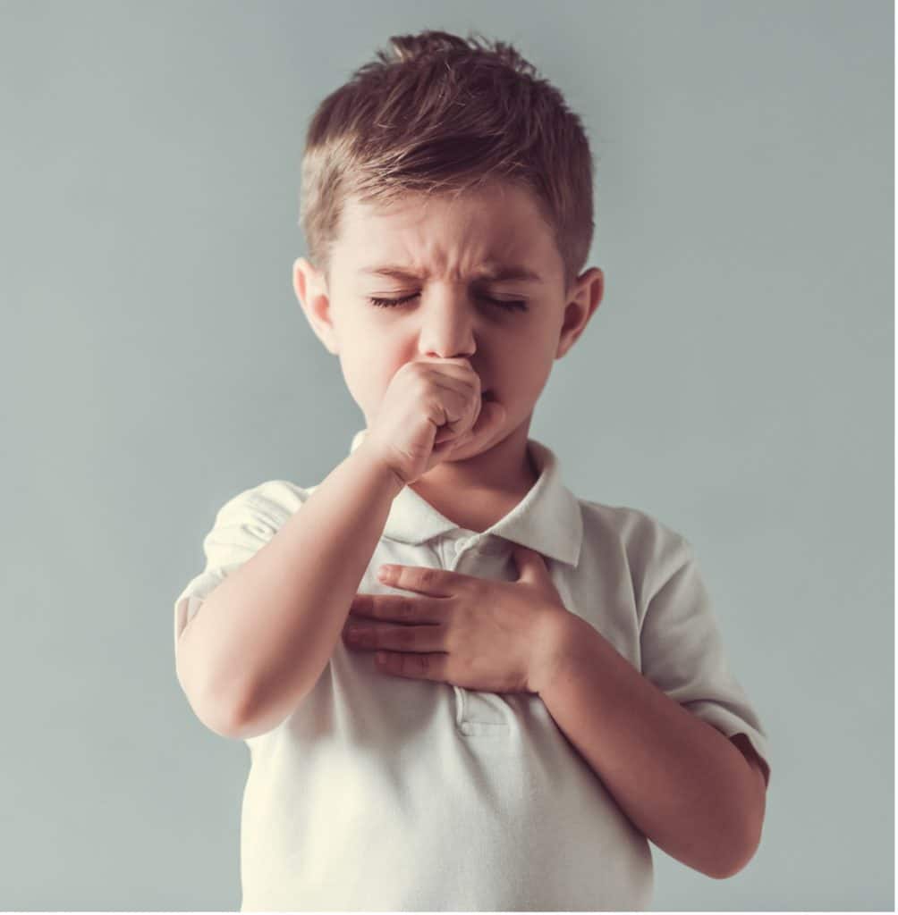 Child coughing after suffering an allergic reaction
